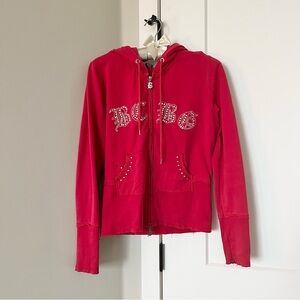 Red y2k  BCBG rhinestone zip up hoodie